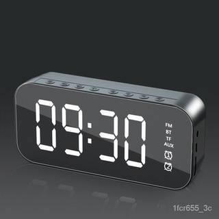 #relax【ready stock】Bluetooth Speaker Mirror Alarm Clock Music Player Desktop Clock Wireless with FM Radio LED
