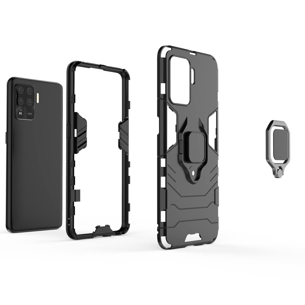 ESTH® Case For Oppo A94 5G, [360° Rotating Stand] [Military Grade Anti-Fall Protection], Cover Compatible With Magnetic Car Mount, Black