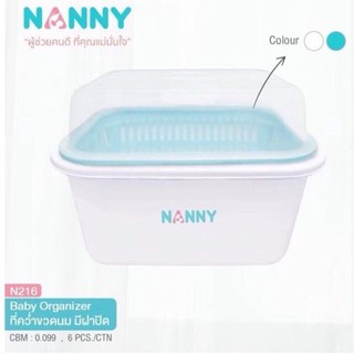 ภาพขนาดย่อของสินค้าNanny ที่คว่ำขวดนมแบบมีฝาปิด มีตะแกรงรองน้ำ ไซส์ใหญ่ ขนาด 30x23x24ซม รวมฝา สีขาว-ฟ้า