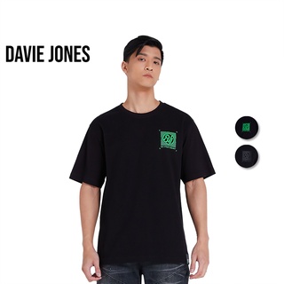 DAVIE JONES เสื้อยืดโอเวอร์ไซส์ พิมพ์ลาย สีดำ Graphic Print Oversized T-Shirt in black WA0082BK WA0083BK