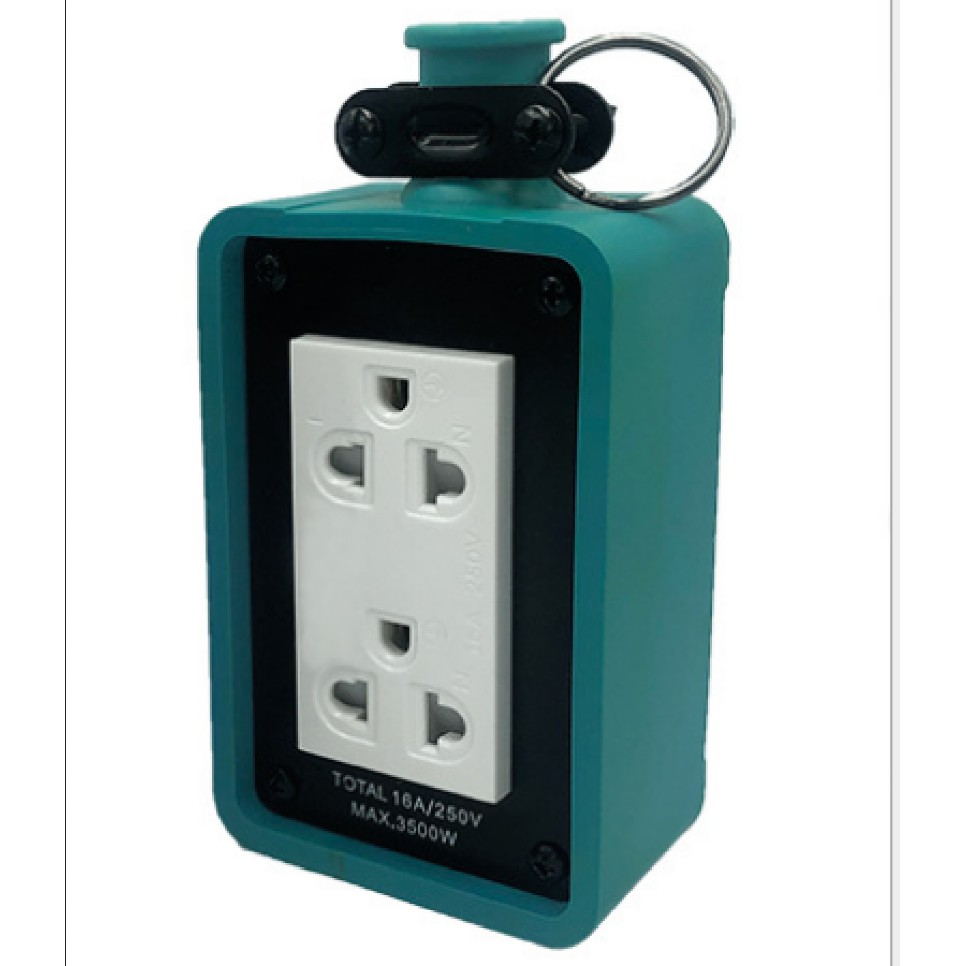 ปลั๊กพ่วง ปลั๊กไฟสนาม 16A/250W MAX 3500W ทนร้อน บล็อกยางเขียว กันน้ำ ...