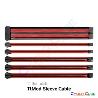 Thermaltake TTMOD Sleeve Cable (300mm) – Red / Black ( สายถักพาวเวอร์ ) Cable Extension ( 16AWG )