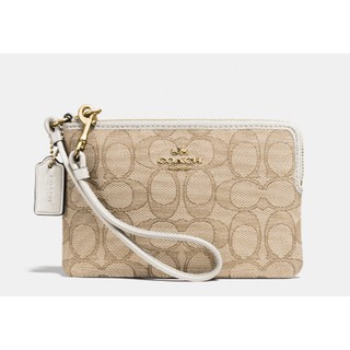 coach corner zip wristlet in outline signature