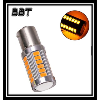 BBT 1 คู่ ไฟเลี้ยว LED Light ไฟรถยนต์ สำรองไฟท้ายรถยนต์หลอดไฟสีเหลืองรถไฟสัญญาณ 33 SMD 12 โวลต์[1156-ตูด1ขั้ว] 1156Y