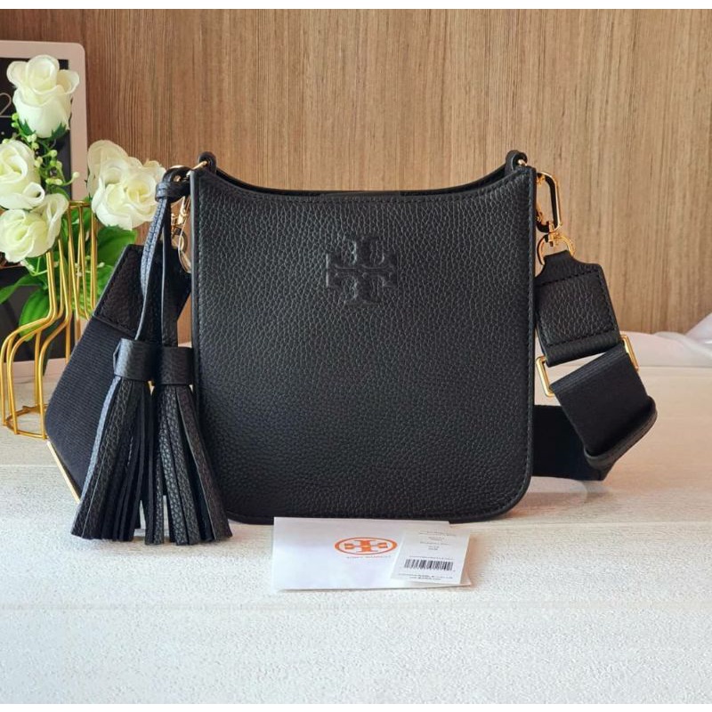 สด-ผ่อน-กระเป๋าสะพาย-สีดำ-ชมพู-น้ำตาล-ครีม-tory-burch-84774-thea-mini-web-shoulder-bag-สายปรับได้