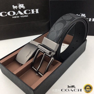 Coach ของแท้ เข็มขัดแฟชั่น 2 ความยาว ปรับได้ ด้านหน้า และด้านหลัง โลโก้ C สําหรับผู้ชาย 64839