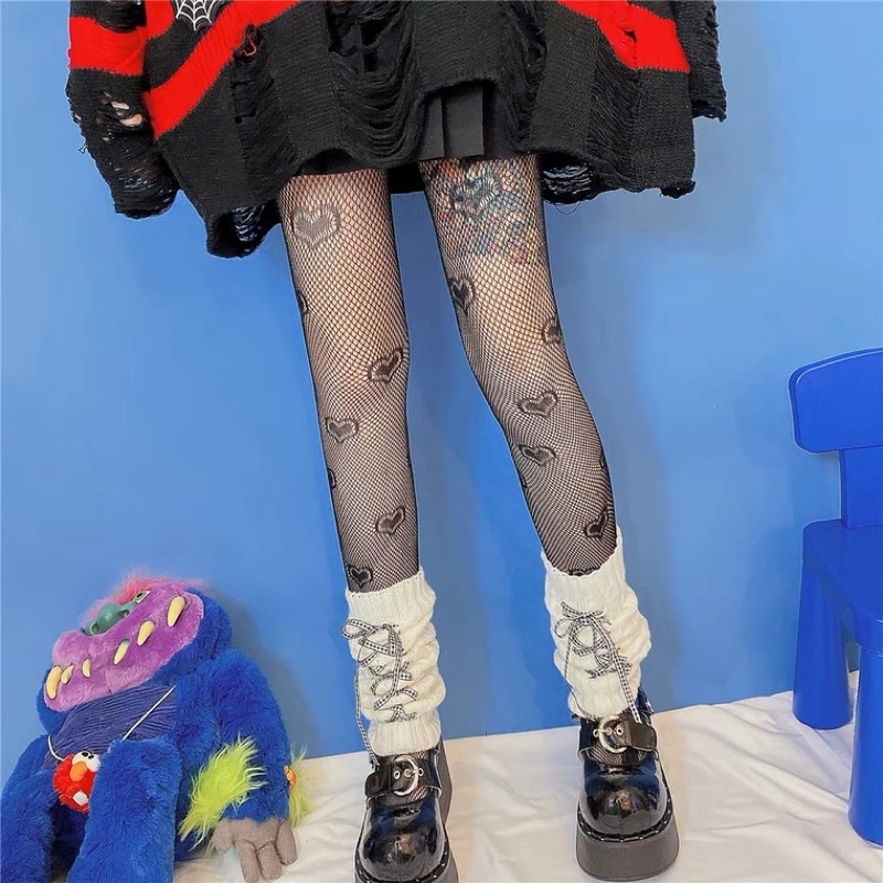 sale-ถุงน่องลายหัวใจ-socks-tights-gothic-พร้อมส่ง