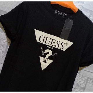 [S-5XL] เสื้อยืดแขนสั้น ผ้าฝ้าย พิมพ์ลาย Guess แฟชั่นฤดูร้อน สําหรับผู้ชาย และผู้หญิง