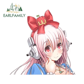 Earlfamily สติกเกอร์ ลายการ์ตูนกราฟิก Super Sonico 13 ซม. x 12.9 ซม. สําหรับติดตกแต่งรถยนต์ แล็ปท็อป