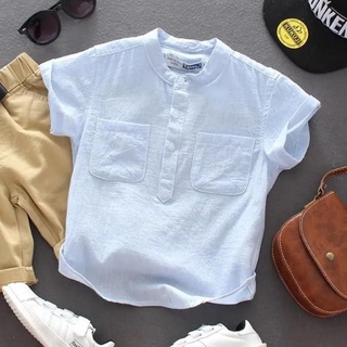 เสื้อยืดแขนสั้น ผ้าฝ้าย สีพื้น แฟชั่นฤดูร้อน สําหรับเด็กผู้ชาย 2023