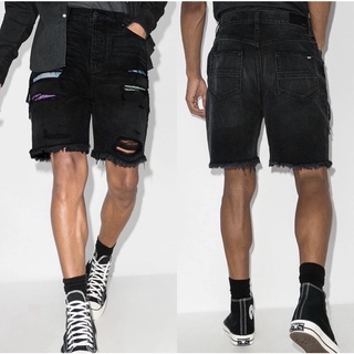 AMIRI WATERCOLOR THRASHER SHORTS AGED BLACK