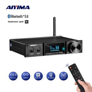Aiyima D05 เครื่องขยายเสียงซับวูฟเฟอร์ดิจิทัล บลูทูธ 5.0 120W×2 HIFI ช่องสัญญาณ 2.1 แอมป์ USB DAC OLED รีโมต APTX