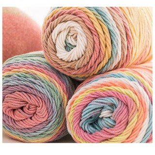 bestprice1920 100g Soft Knitting Crochet Rainbow Cotton Yarn Thick Yarn เส้นด้ายถัก