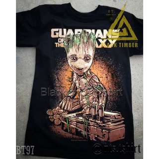 BT 97 Guardians of the Galaxy Groot เสื้อยืด สีดำ BT Black Timber T-Shirt ผ้าคอตตอน สกรีนลายแน่น S M L XL XXL