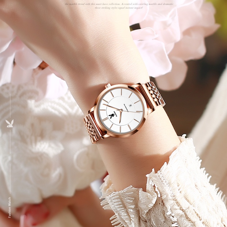 playboy-famous-brand-watch-2034-ของแท้-กล่องของแท้-นาฬิกาข้อมือคู่รัก-กันน้ํา-ของขวัญ-สําหรับผู้ชาย-และผู้หญิง