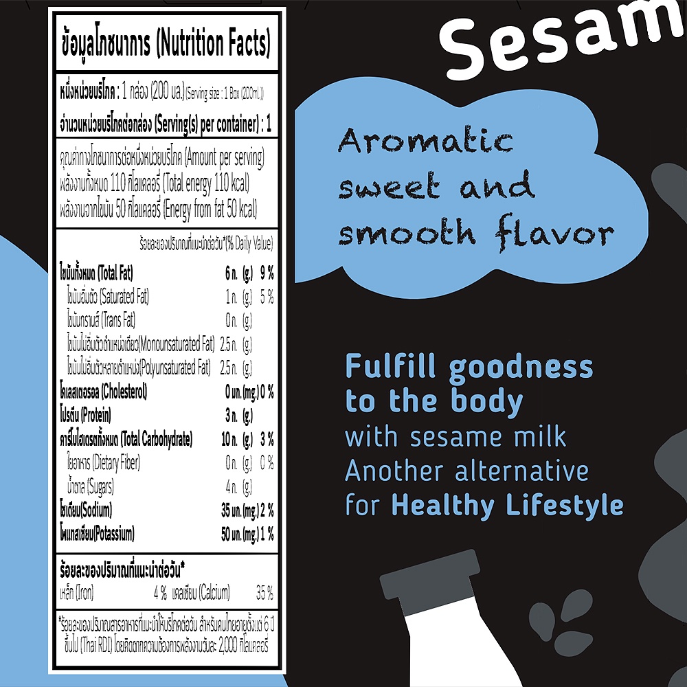 ภาพสินค้าSesamilk Original Sesame Milk 200 ml. (Pack3) : เลือกรสได้ จากร้าน supermarket บน Shopee ภาพที่ 7