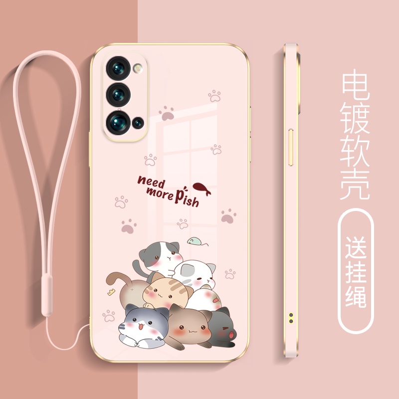 ใหม่-เคสโทรศัพท์มือถือ-ชุบไฟฟ้า-ขอบตรง-กันลื่น-กันคราบ-พร้อมสายคล้อง-สําหรับ-oppo-reno-4-se-reno-5-reno-5-pro-reno-5-pro-plus-reno-6-reno-6-pro-reno-6-pro-plus-reno-6z