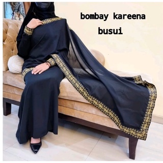 Hitam ชุดแม็กซี่เดรส ปักลาย Abaya Gamis Saudi Arabia สีดํา สไตล์อินเดีย สําหรับปาร์ตี้มุสลิม