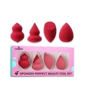 Odbo Perfect Puff Beauty Tool Set 4 Pcs. #OD8-142 :โอดีบีโอ ฟองน้ำ แต่งหน้า 4ชิ้น x 1 ชิ้น @beautybakery
