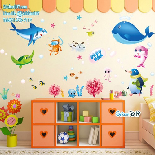 wall-sticker-สติ๊กเกอร์ติดผนัง-underwater-world-xl7225-กว้าง110cm-xสูง75cm