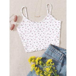 SHEIN.Anda53💢เสื้อสายเดี่ยวครอป💐ลายดอกไม้แดง 💢พร้อมส่ง💢