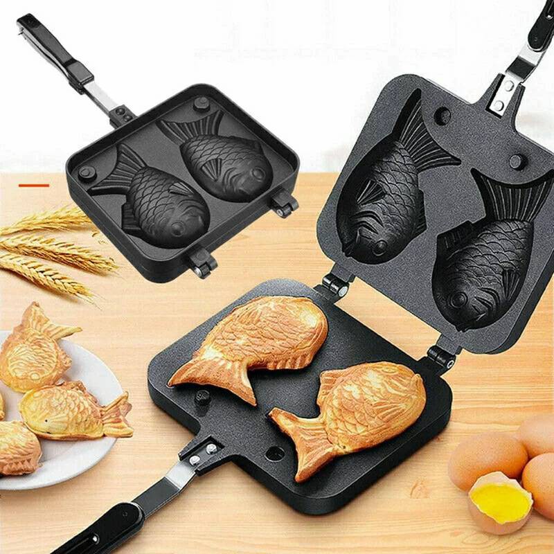 กระทะพิมพ์ขนมรูปปลา-taiyaki-pan-fish-mold-waffle-เครื่องทำวาฟเฟิลรูปปลา-พร้อมส่ง