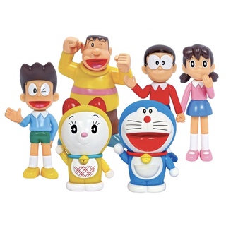 Doraemon ลิขสิทธิ์แท้ ฟิกเกอร์โดราเอม่อนและเพื่อน 6 ตัว ของเล่นสะสม ยกแก๊ง สุดน่ารัก ขนาด 12x9x18 ซม. ของเล่นสะสม