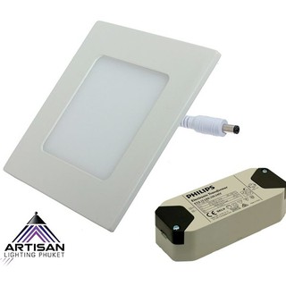 โคมไฟดาวน์ไลท์ฝังฝ้าหน้าเหลี่ยมสีขาว ชนิดบาง Panel Light +LED 6W 3000K