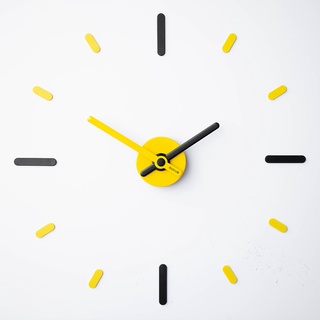 นาฬิกา On-Time V2M สีดำเหลือง 56 cm. นาฬิกาไม่เจาะผนัง ไม่มีเข็มวินาที นาฬิกาติดผนัง นาฬิกาแขวนผนัง
