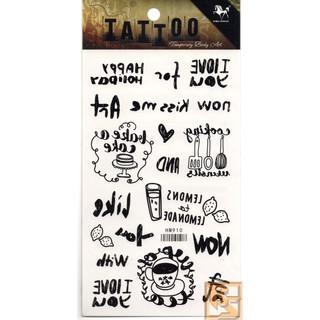 Tattoo​ Fashion ลาย ตัวอักษร ฟอนท์ Fons แท็ททู สติกเกอร์ HM910