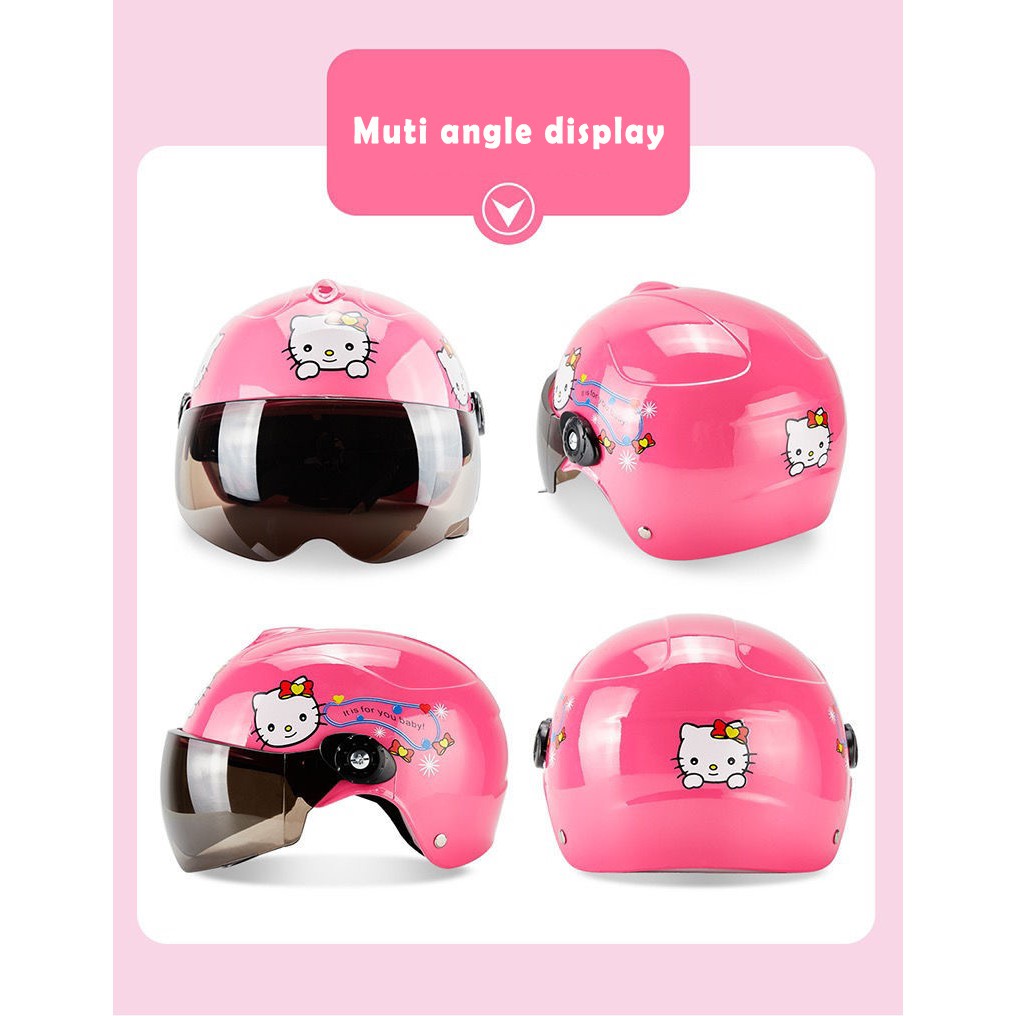 ภาพสินค้าหมวกกันน็อคเด็ก เลนส์น้ำตาล รูปแบบการ์ตูน หมวกกันน็อคเด็ก รุ่น Kitty แมว/ Doraemonระบายอากาศได้ดี Motorcycle Chi จากร้าน 8luiaac62p บน Shopee ภาพที่ 2
