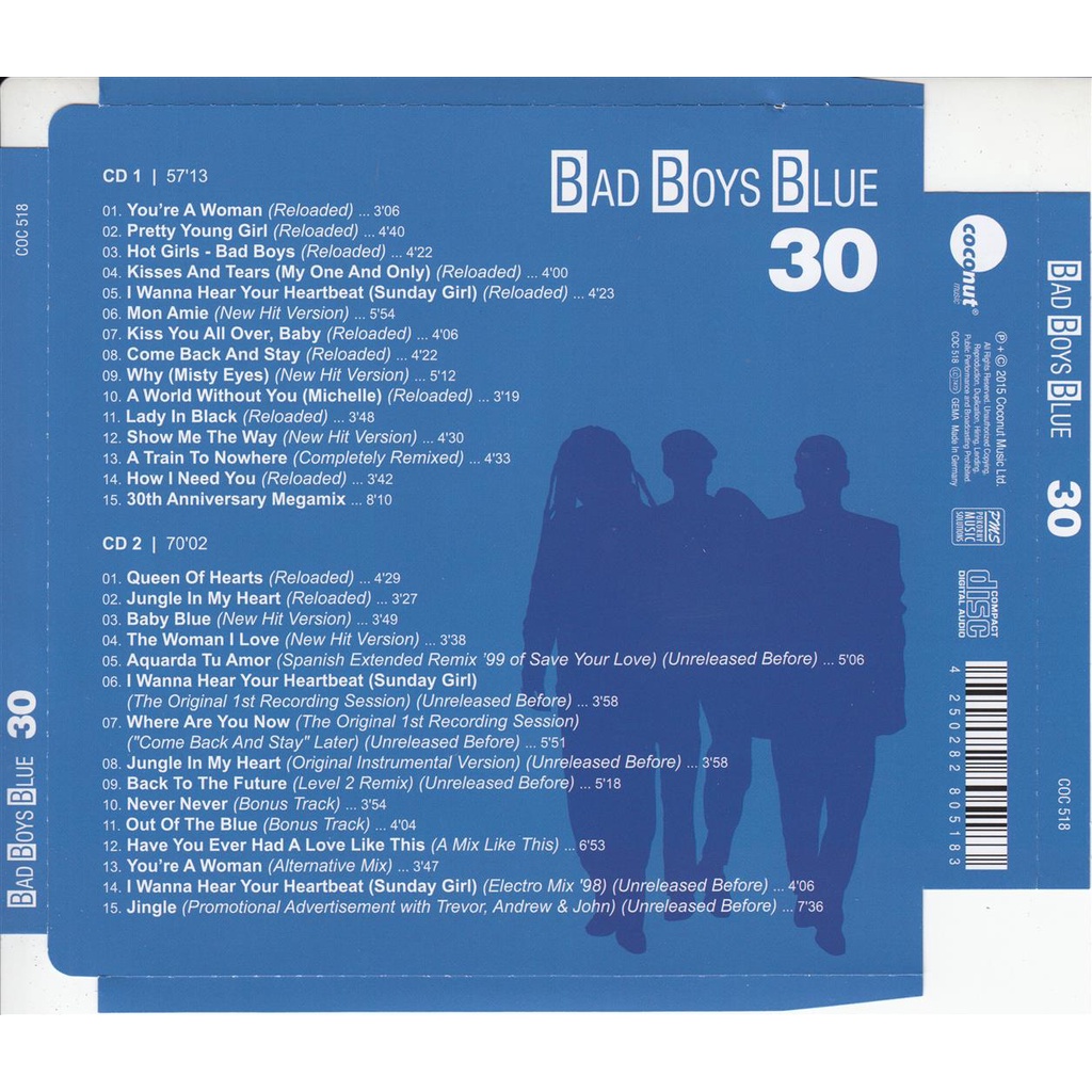 cd-audio-คุณภาพสูง-เพลงสากล-dance-bad-boys-blue-30-the-new-best-of-album-2015-2cd-ทำจากไฟล์-flac-คุณภาพ-100