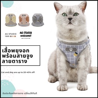 เสื้อแมวพร้อมสายจูง สี ชมพู เทา คลีม ทางร้านจัดส่งไวจัดส่งออกภายใน 24 ชม.