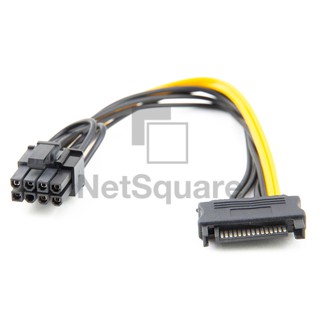 ภาพหน้าปกสินค้าSATA Power Male 15 Pin to PCIe 8 Pin (6+2) สายไฟคอม Adapter Power Converter Cable ที่เกี่ยวข้อง