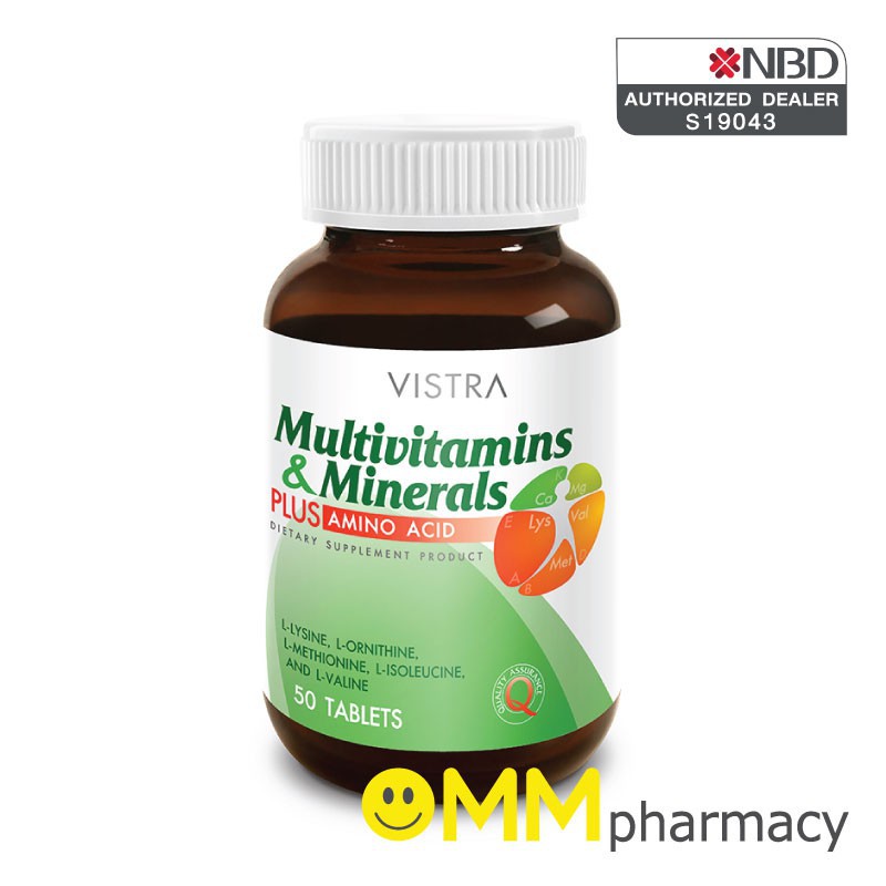 VISTRA MultiVitamins & Minerals Plus Amino Acid 50 เม็ด Shopee Thailand