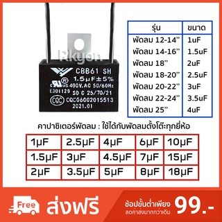 ภาพหน้าปกสินค้าคาปาซิเตอร์ พัดลม Capacitor CBB61 คาปา อะไหล่ฮาตาริ ตัวเก็บประจุ ตัว C คาปาซิสเตอร์ แคป cap พัดลม อะไหล่พัดลม ที่เกี่ยวข้อง