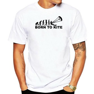 เสื้อยืด ผ้าฝ้าย พิมพ์ลาย Kiteboarding Evolution Born To Kite Kitesurfing พลัสไซซ์ สําหรับผู้ชาย ไซซ์ 4XL 5XL 6XL Camise