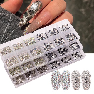 กลิตเตอร์ Rhinestones หลากสีสัน 6 ชิ้นสําหรับติดตกแต่งเล็บ