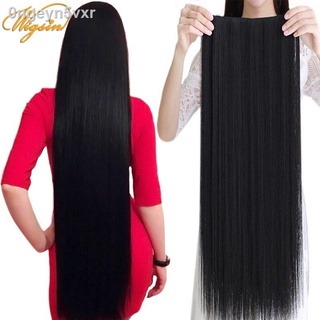 Long Straight 5 Clip in Hair Extensions Heat Resistant Synthetic Hair Piece Black Brown False Hair With Hairpins