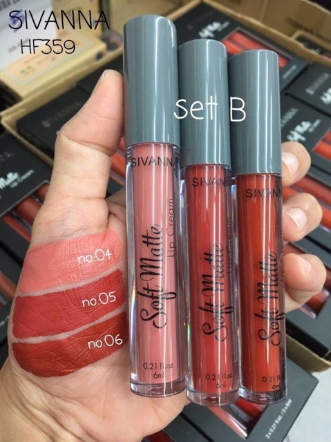 sivanna-3-colors-soft-matte-lip-cream-set-hf359-ลิปแมตมาเป็นเซต-เ