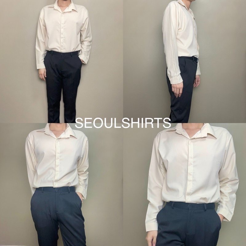 ภาพสินค้าS5: ราคาส่ง 11 สี เสื้อเชิ้ตแขนยาวสีพื้น รุ่นสาบซ้อน เชิ้ตสไตล์เกาหลี ไซส์ M L XL XXL จากร้าน seoulshirts_official บน Shopee ภาพที่ 7