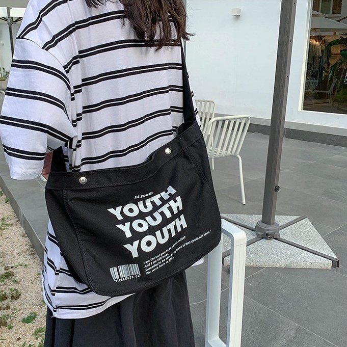 centralbagshop-c1775-กระเป๋าผ้าสะพายข้าง-youth-ผ้าแคนวาส-ผู้ชาย-ผู้หญิง-ใบใหญ่มี2สี