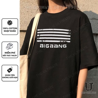 เสื้อยืดBigbang] 5 Line Plaid T-shirt, K-pop23 wide form t-shirt printed with The Ultimate sleeves