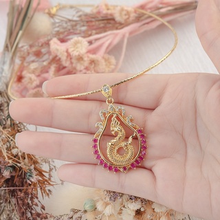 สร้อยคอโช๊คเกอร์พร้อมจี้พญานาค เพชรCZ ใส่เสริมสิริมงคล พร้อมส่ง