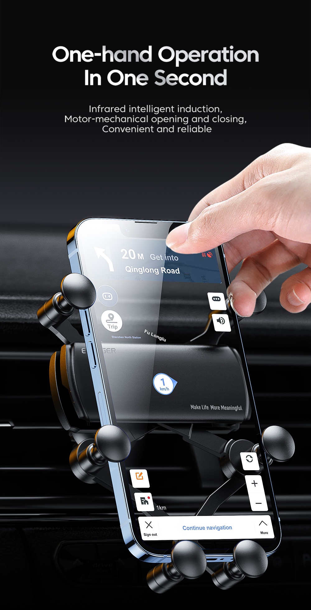 มุมมองเพิ่มเติมของสินค้า Essager อุปกรณ์เมาท์ขาตั้งโลหะ รองรับ 4.7-6.7 นิ้ว สําหรับ Samsung iP