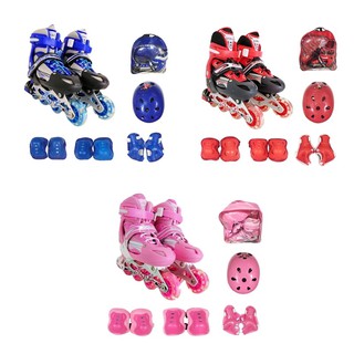 ภาพขนาดย่อสินค้ารองเท้าสเก็ต รองเท้าโรลเลอร์สเก็ต Roller Skates พร้อมชุดป้องกัน 6ชิ้น+หมวก1ใบ และกระเป๋า1ใบ PVC