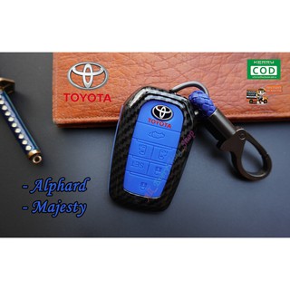 เคสเคฟล่ากุญแจ เคสรีโมทรถยนต์ เคสกุญแจ ซองกุญแจ Toyota Alphard / Fellfire (สีน้ำเงิน)