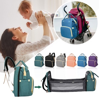 กระเป๋าเป้แม่ เตียงพับแบบพกพา ความจุขนาดใหญ่และมัลติฟังก์ชั่น กระเป๋าแม่และเด็ก คุณภาพดี กพานอนแม่กระ เป๋าพับเปลความจุขน