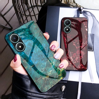 สําหรับ Vivo Y02S เคสหินอ่อน กระจกนิรภัย กรอบซิลิโคนนิ่ม เคสโทรศัพท์แข็ง TPU ขอบนิ่ม เคสโทรศัพท์