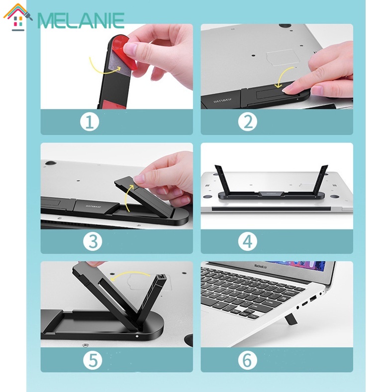 ภาพสินค้าPortable Adjustable Black Notebook Foldable Cooling Stand / Ventilated Lift Raise Computer Bracket จากร้าน melanie.th บน Shopee ภาพที่ 3